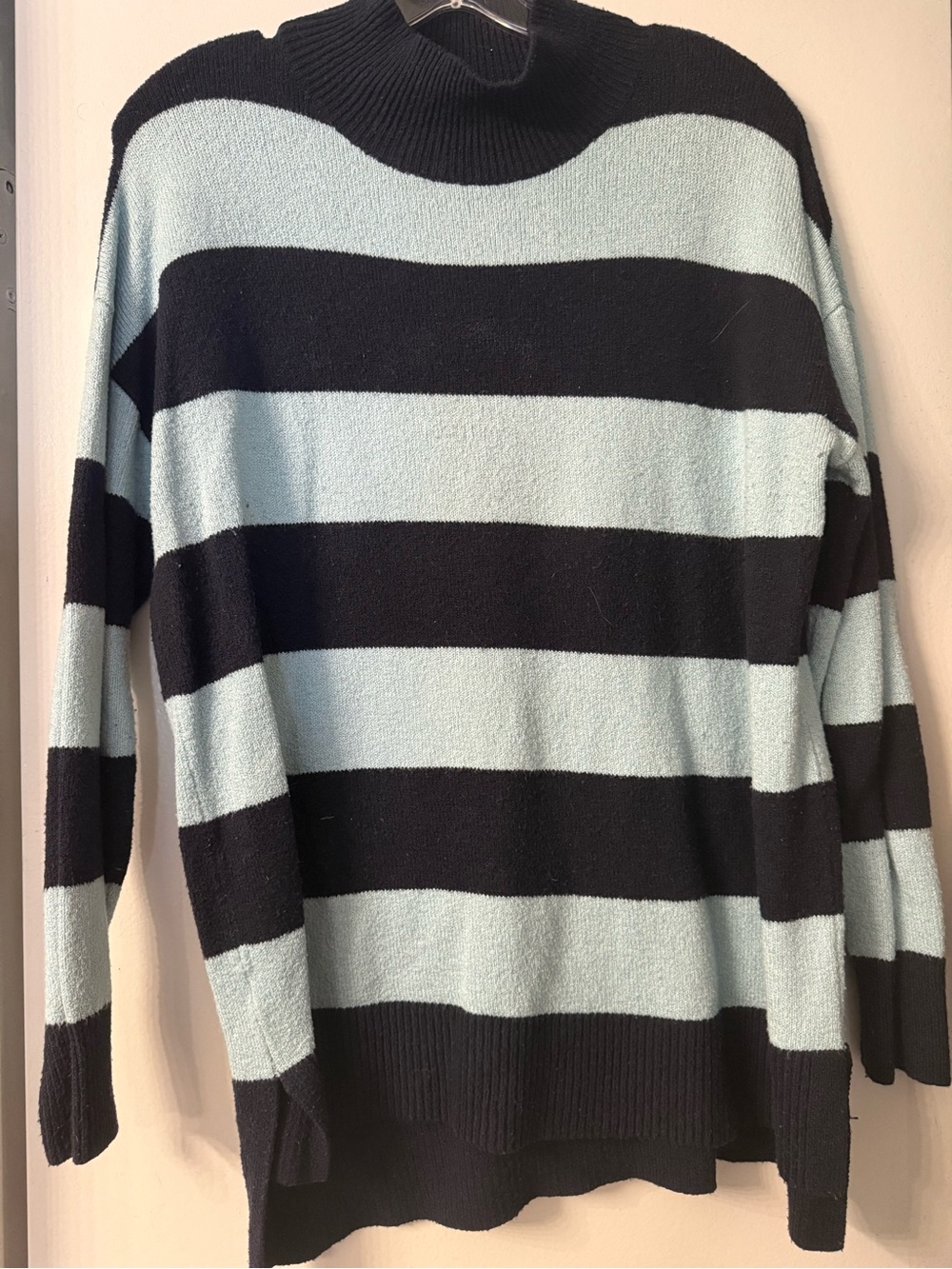 Loft Navy and Light Blue Striped Knit Sweater
